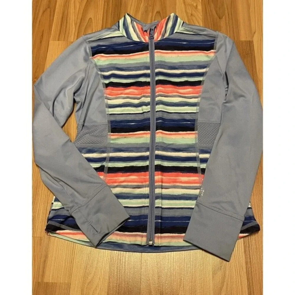 Gymboree Gymgo Size‎ L 10-12 Blue Striped Zip Front Active Jacket Athletic, Gym